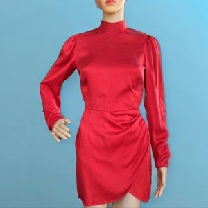 Reformation Red Bishop Sleeve Sheath Dress